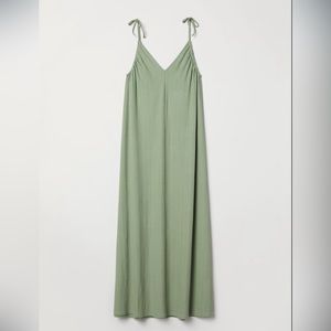 H&M sage green maxi dress with adjustable tie straps size small